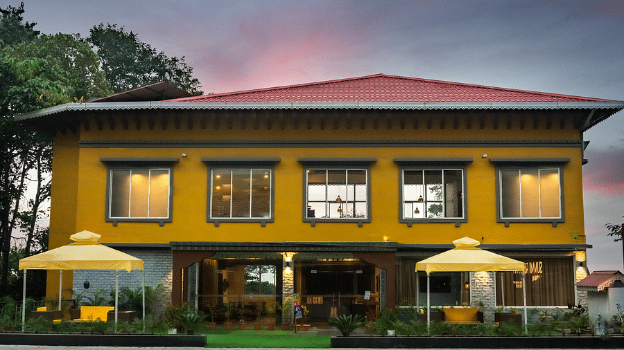 Facade view of Sumitel Gangtok with canopies in the front