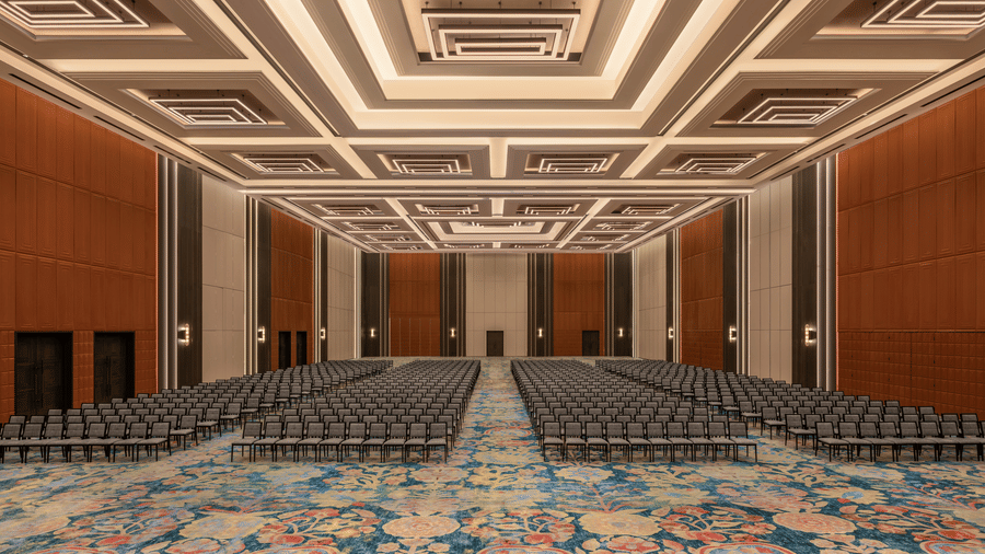 Convention Centre I & II set up in theatre style with rows of chairs at The Residency Signature Madurai.
