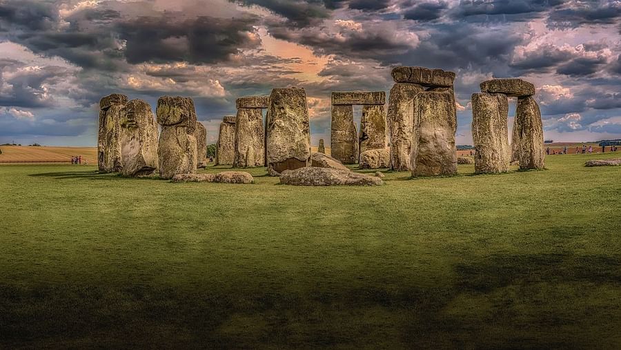 Monoliths standing in greenery 
