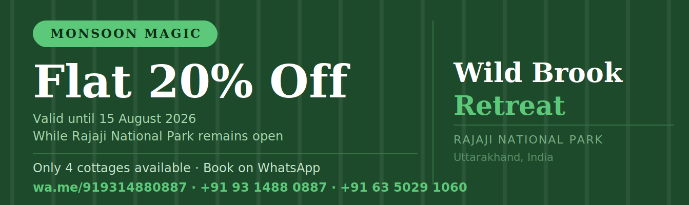 A creative for describing the package details with the 20% offer with Wild Brook Retreart.
