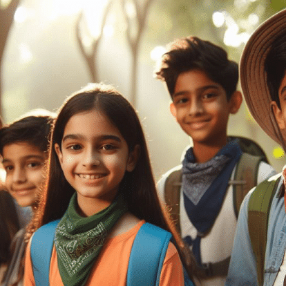Group of kids smiling and looking at the camera