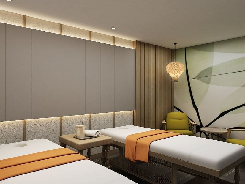Beds inside the spa of Cloud 9 Sarovar Premiere, Goa