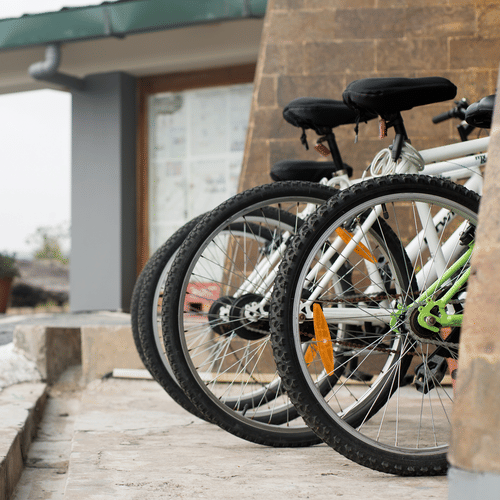 a parking area with cycles parked