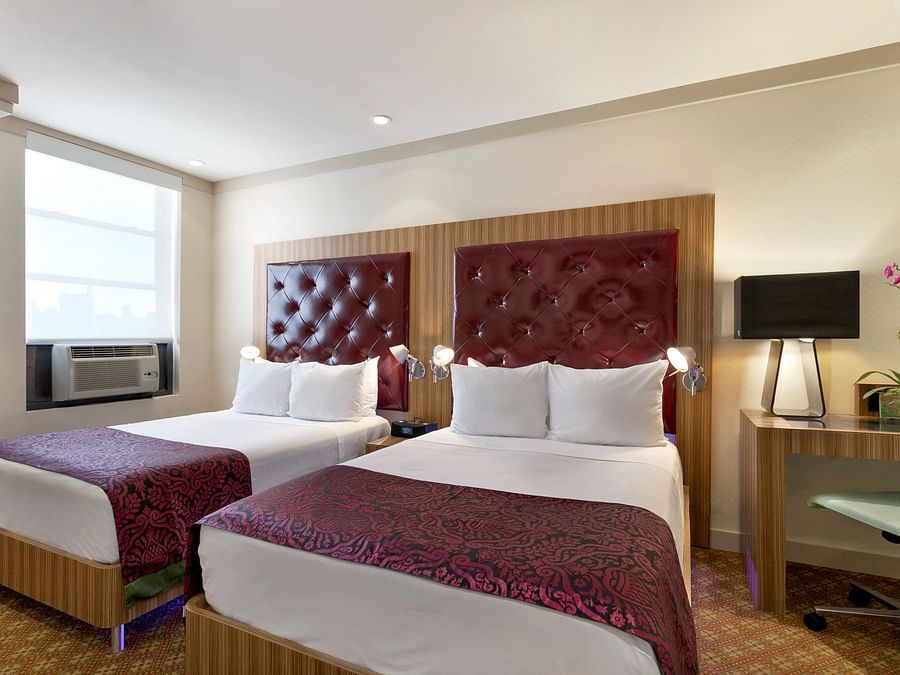 Double Beds with  a work desk a chair