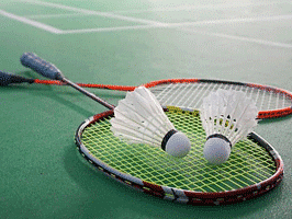 shuttle cocks kept on top of badminton rackets - Buena Vista Luxury Garden Spa Resort