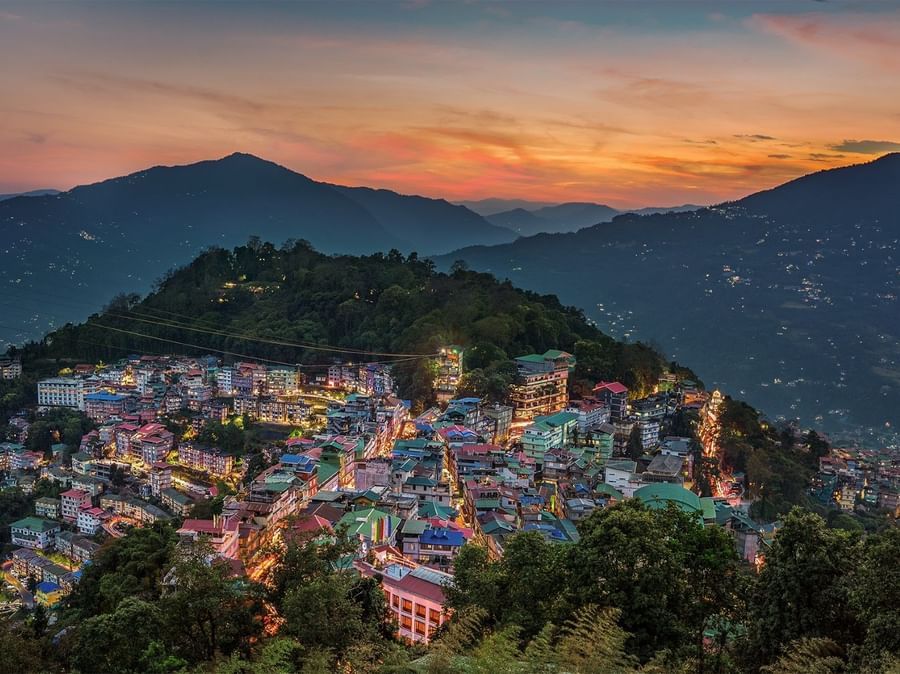 A panoramic bird eye view of Gangtok