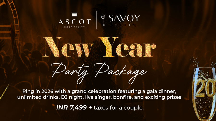 New Year party at Savoy Suites offering gala dinner, unlimited drinks, live singer, DJ nights, etc. starting at just INR 7,499.