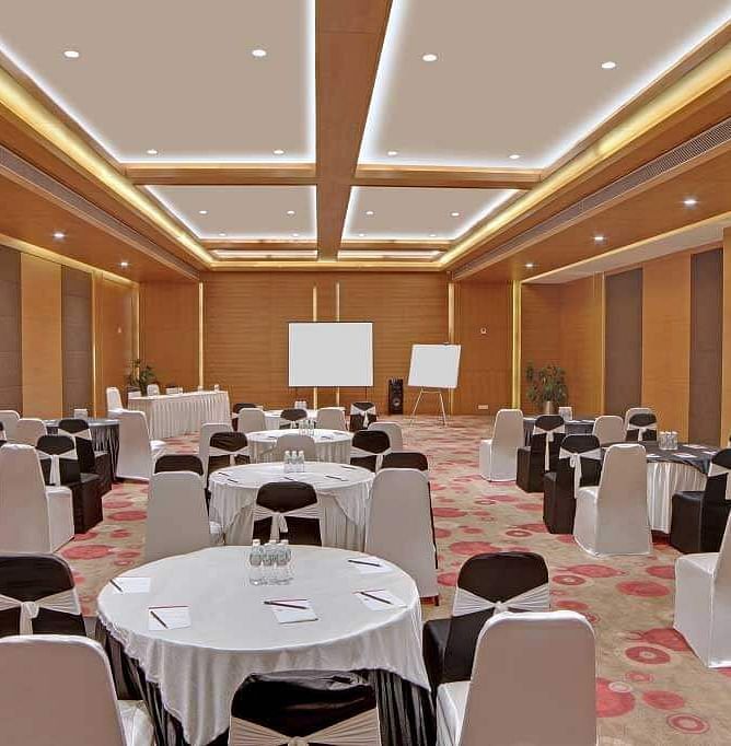 Conference Hall with chairs and tables at Summit by the Ganges Rishikesh