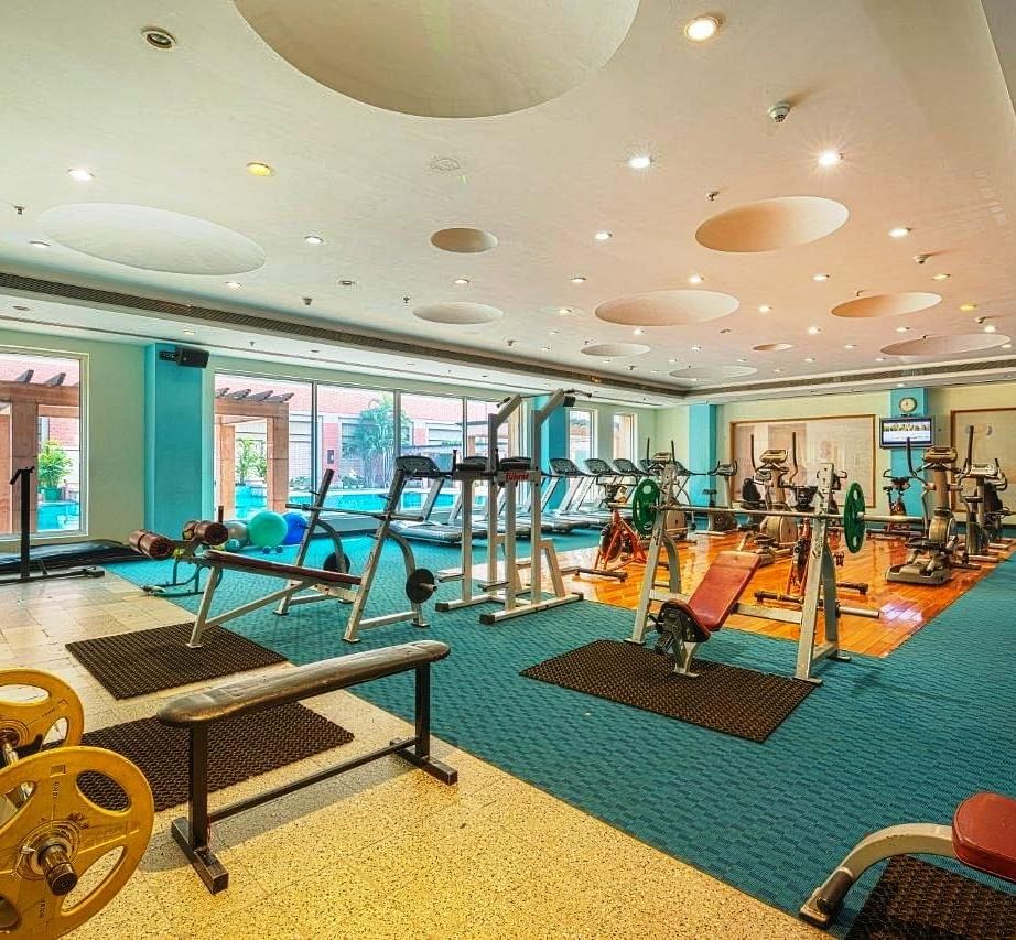 A well-equipped gym with gym facilities at Nirvana Luxury Hotel, Ludhiana.