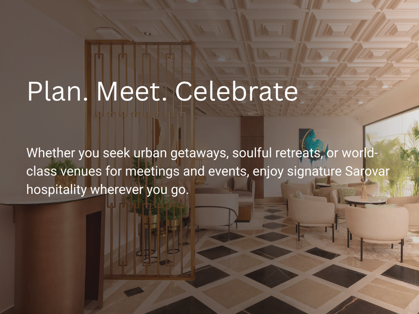 Creative banner showcasing elegant hotel lobby with checkered flooring at Sarovar Hotels Private Limited - India's Leading Hotel Chain.