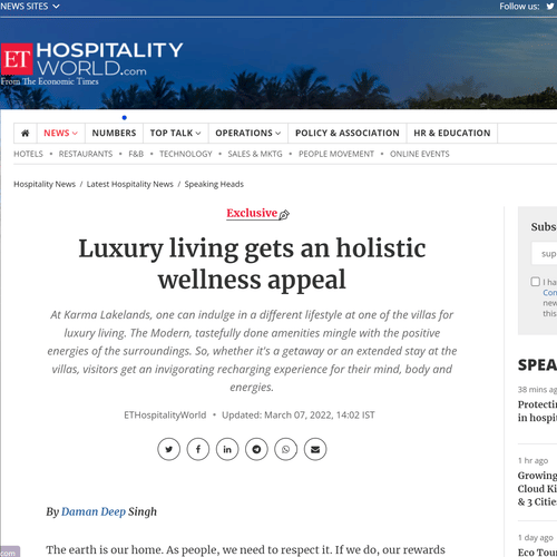 A screenshot of an article about Karma Lakelands.