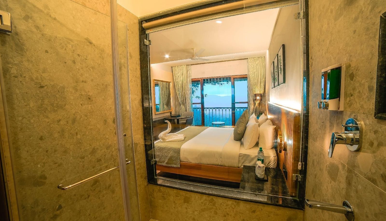View of the Deluxe Room from its washroom at Grand Palace, Yercaud