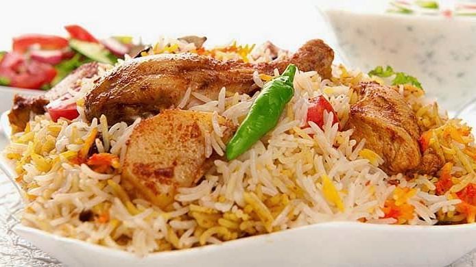 Biryani served on a table