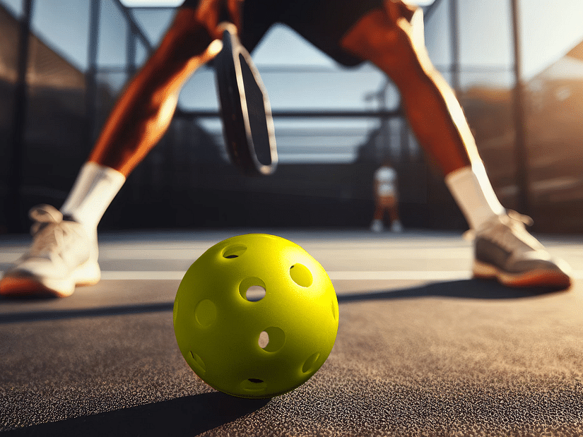 Close-up of a person playing pickle ball with a bright green ball - S Hotel Montego Bay, Jamaica