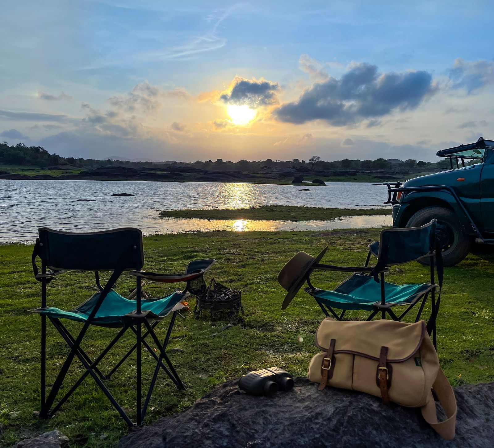 image showing the camping experience near a lake during a sunset at Dev shree, deogarh