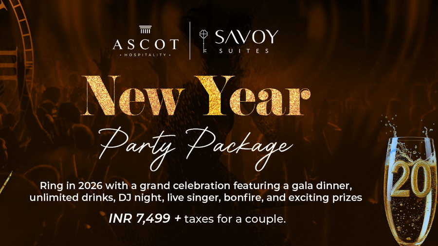 New Year party at Savoy Suites offering gala dinner, unlimited drinks, live singer, DJ nights, etc. starting at just INR 7,499.