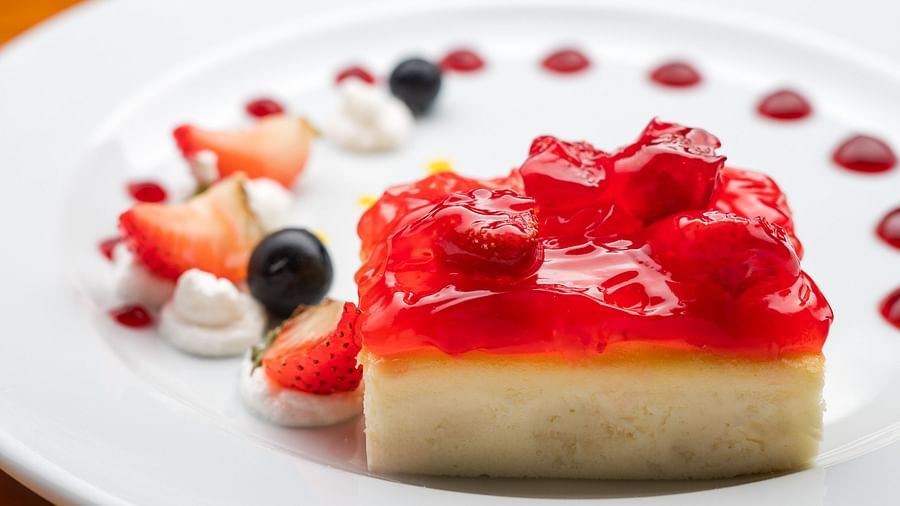 A delicious cake served as a dessert at our restaurant in Montego Bay - S Hotel Montego Bay, Jamaica