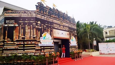 An image showing the entrance of Tamilnadu travel mart at chennai trade centre.