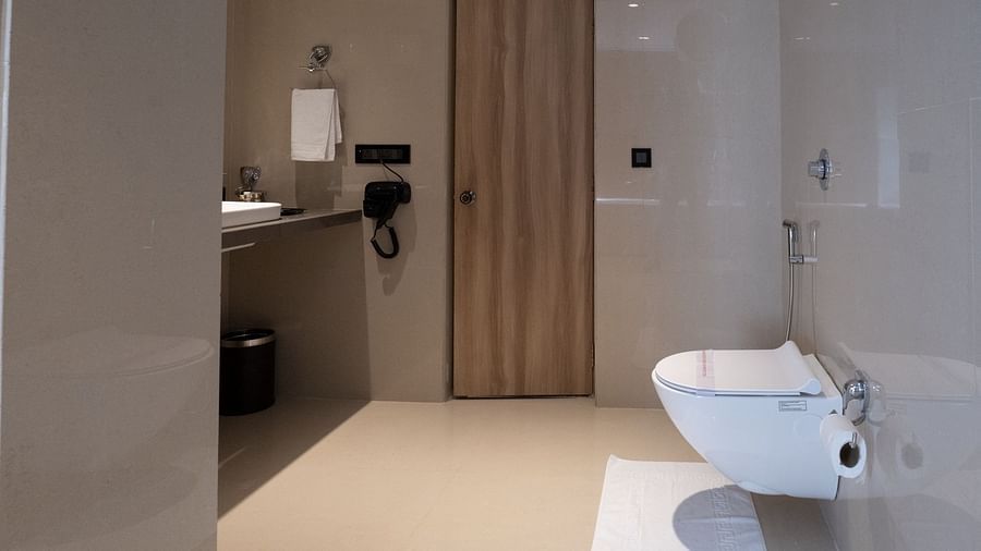 sink area in view of the bathroom inside the suite - The Cindrella Hotel, Siliguri