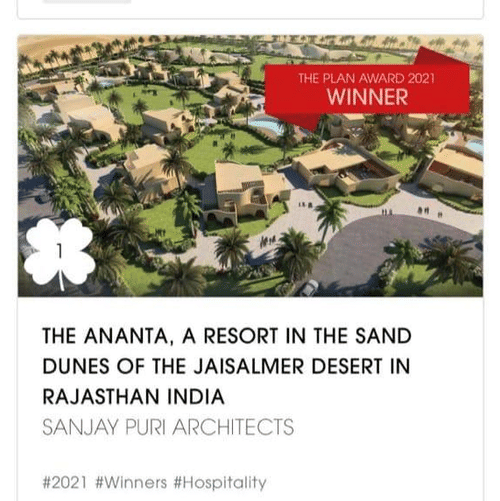 The Plan Award bestowed on Ananta Hotels & Resorts 