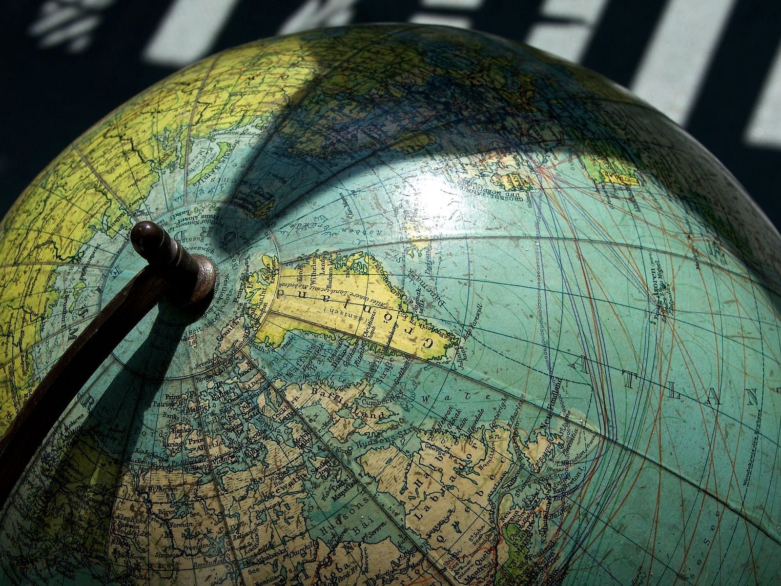 Top view of the globe