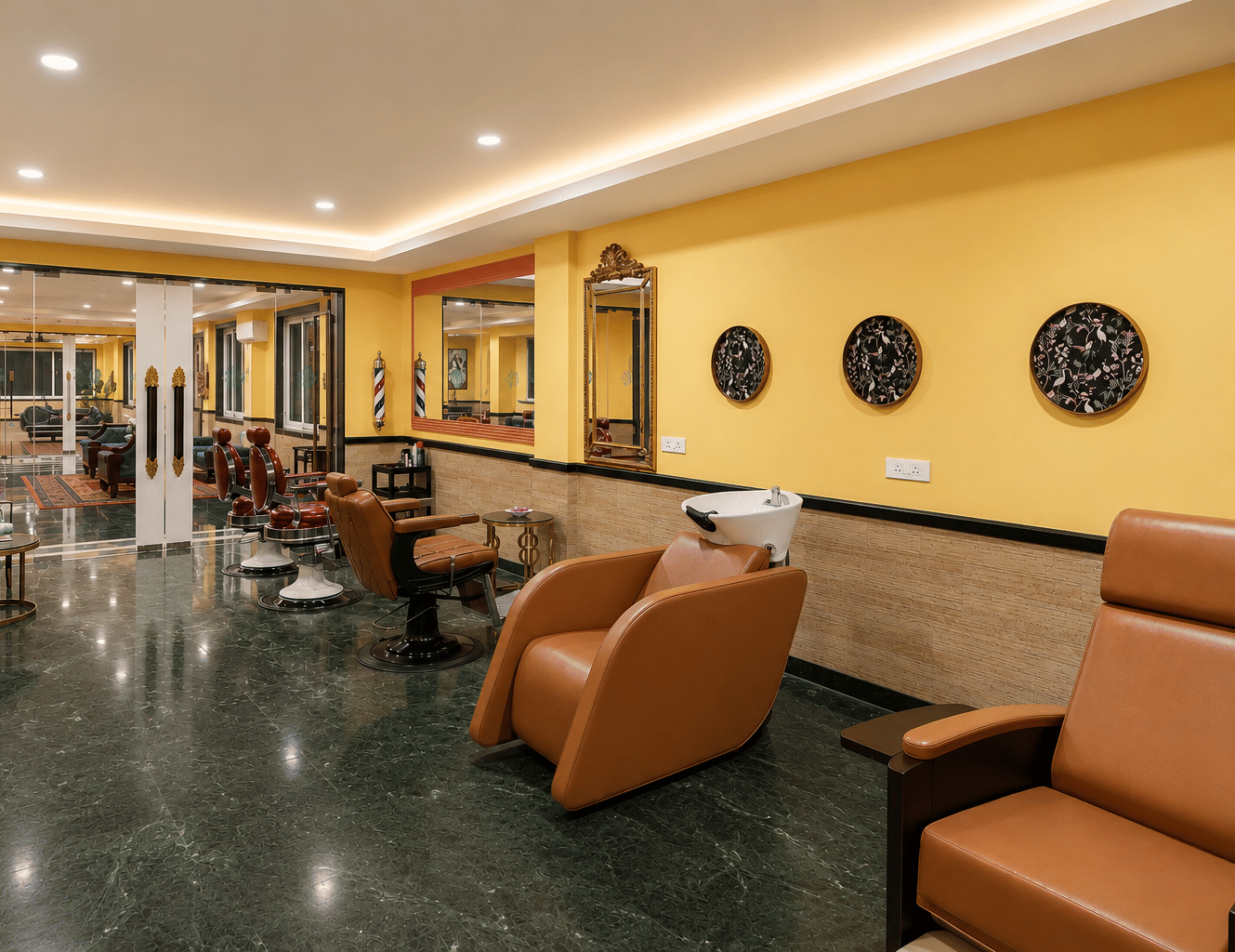 In-house salon with styling chairs at Mayfair Oasis Resort, Jharsuguda