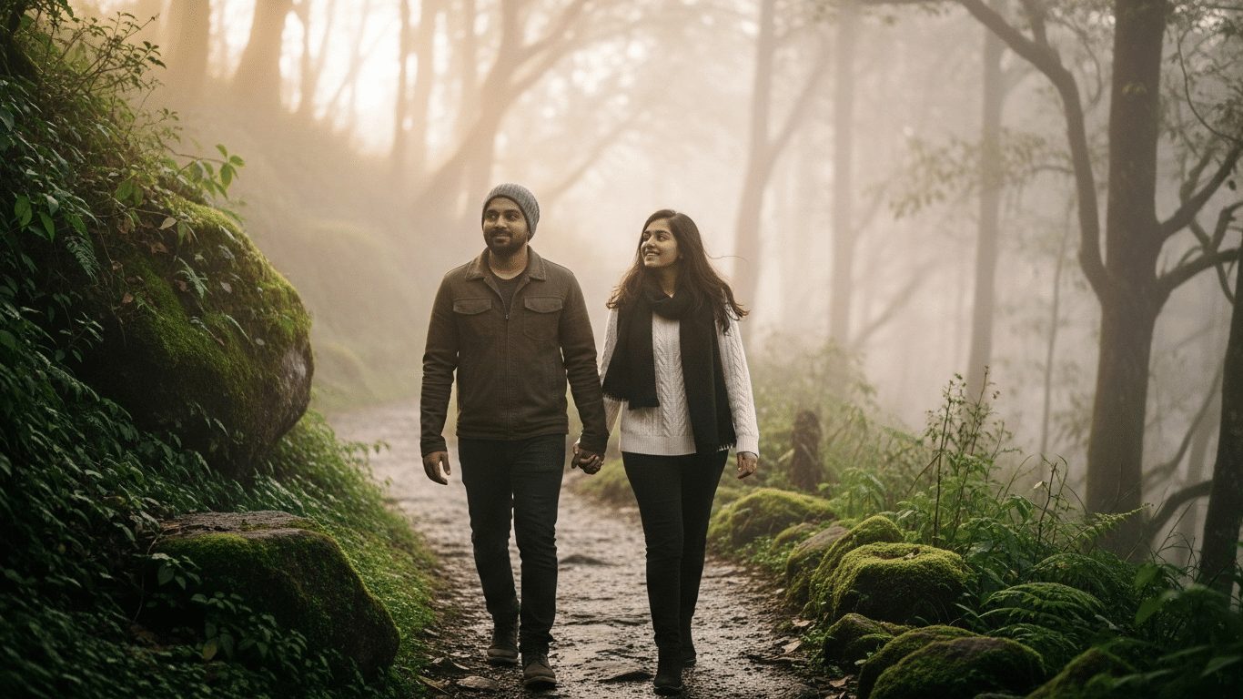 Couple ziplining at a romantic adventure resort near Mumbai & Pune