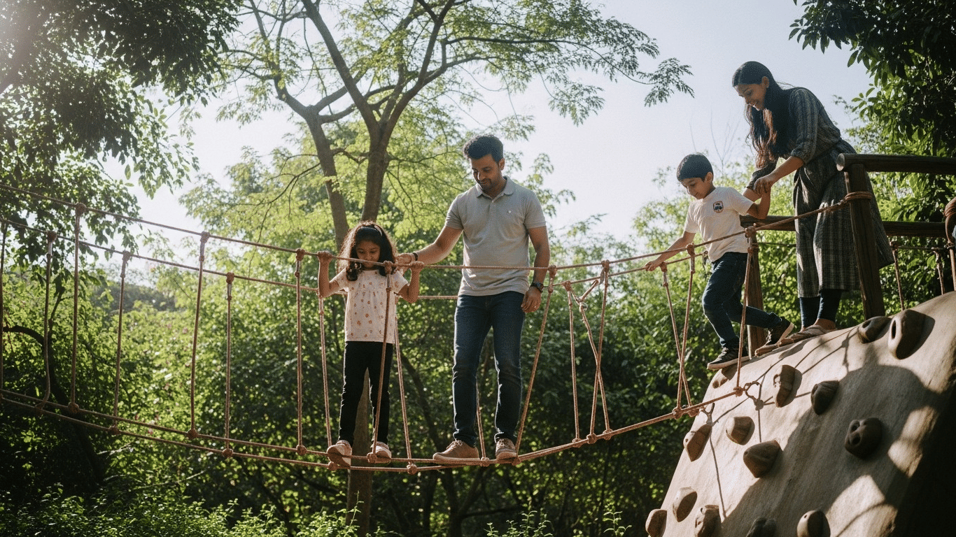 Adventure activities for children at a forest resort near Navi Mumbai