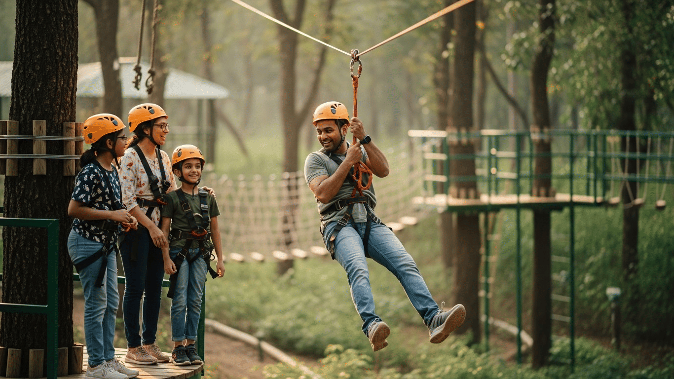 Safe ziplining activity for children near Pune