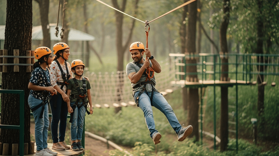 Safe ziplining activity for children near Pune