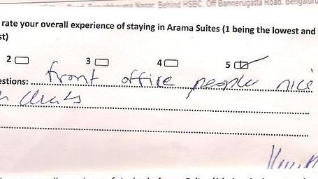 Hotel Arama Suites Bangalore Feedback 2 Hotel Arama Suites Bangalore