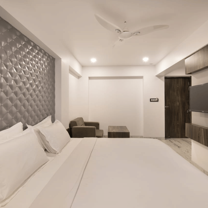 deluxe room side view with well furnished ambience and interior.
