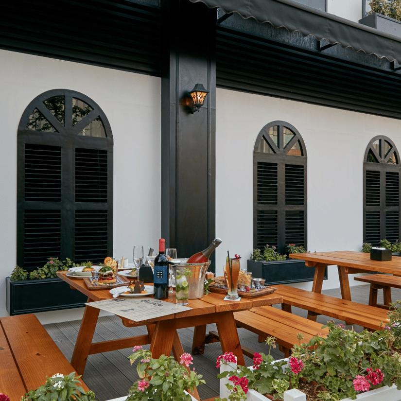 outdoor seating space at one of the best pubs in whitefield - The Whitefield Arms, Pub and Microbrewery