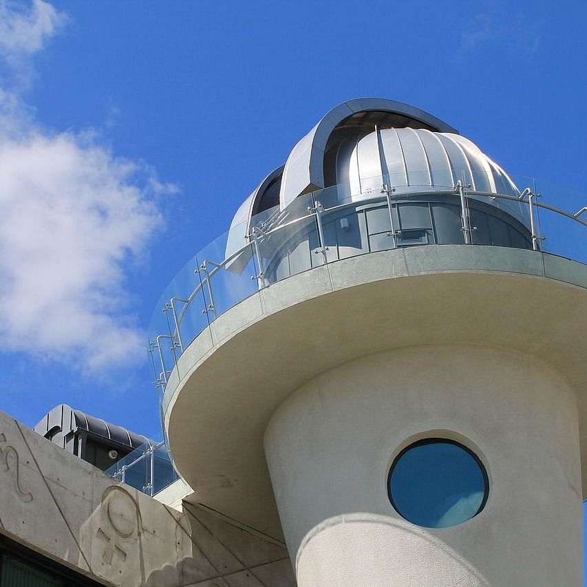 close up shot of an observatory gallery of a planetarium taken from a lower angle