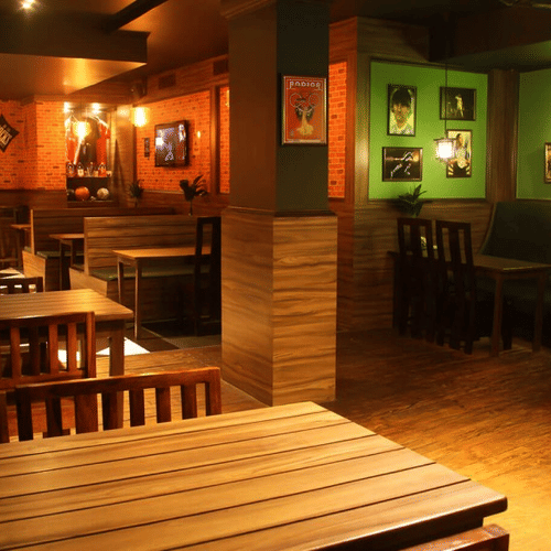 the seating area at Irish Pub, one of the restaurants in shillong