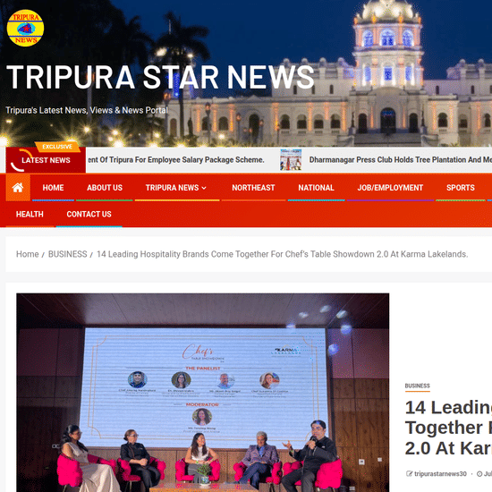 Tripura Star News article featuring Karma Lakelands' Chef's Table Showdown 2.0 event.