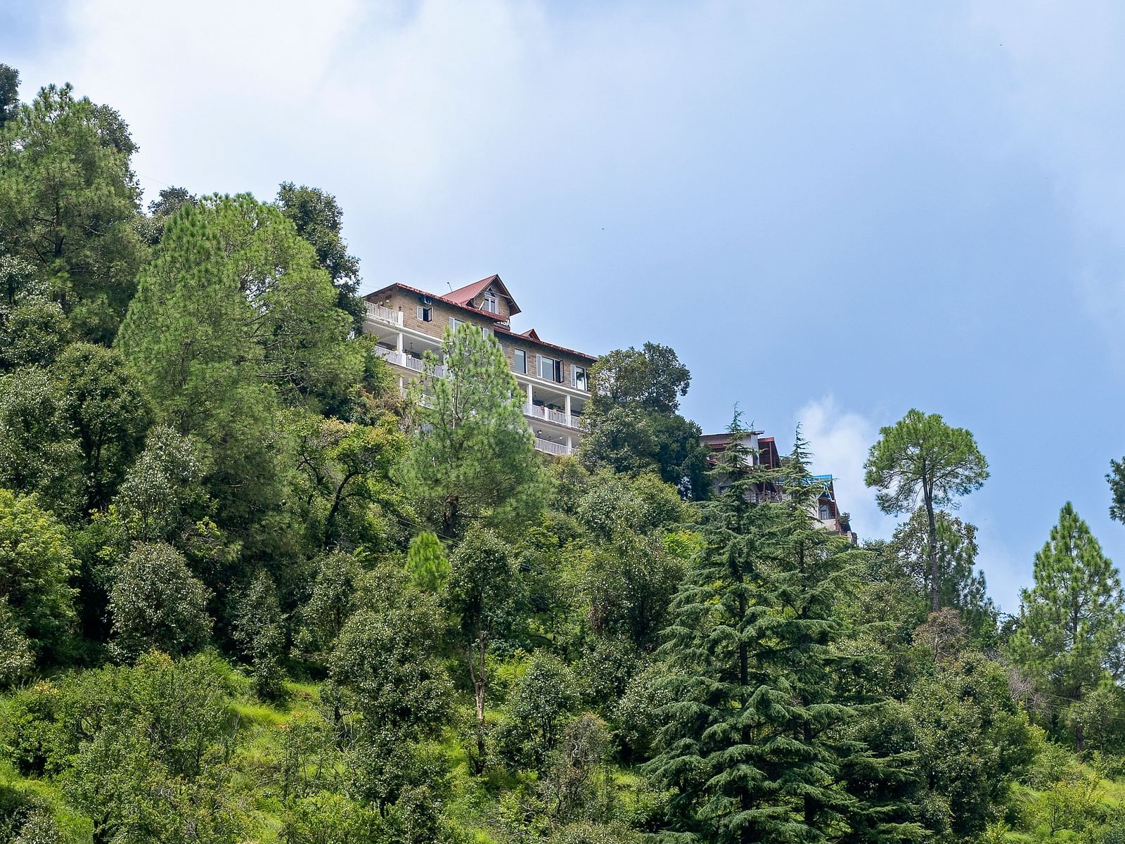 Scenic view of BluSalzz Collection - Suvaasa Resort, Ramgarh nestled on a lush hillside