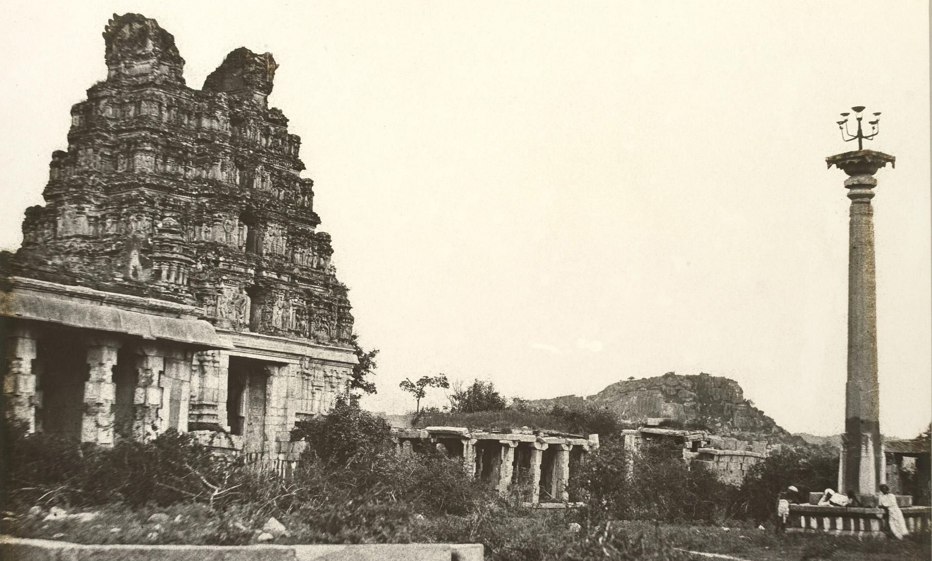 Eastern Gopura and Lamp Column, Vitthala Temple Complex.