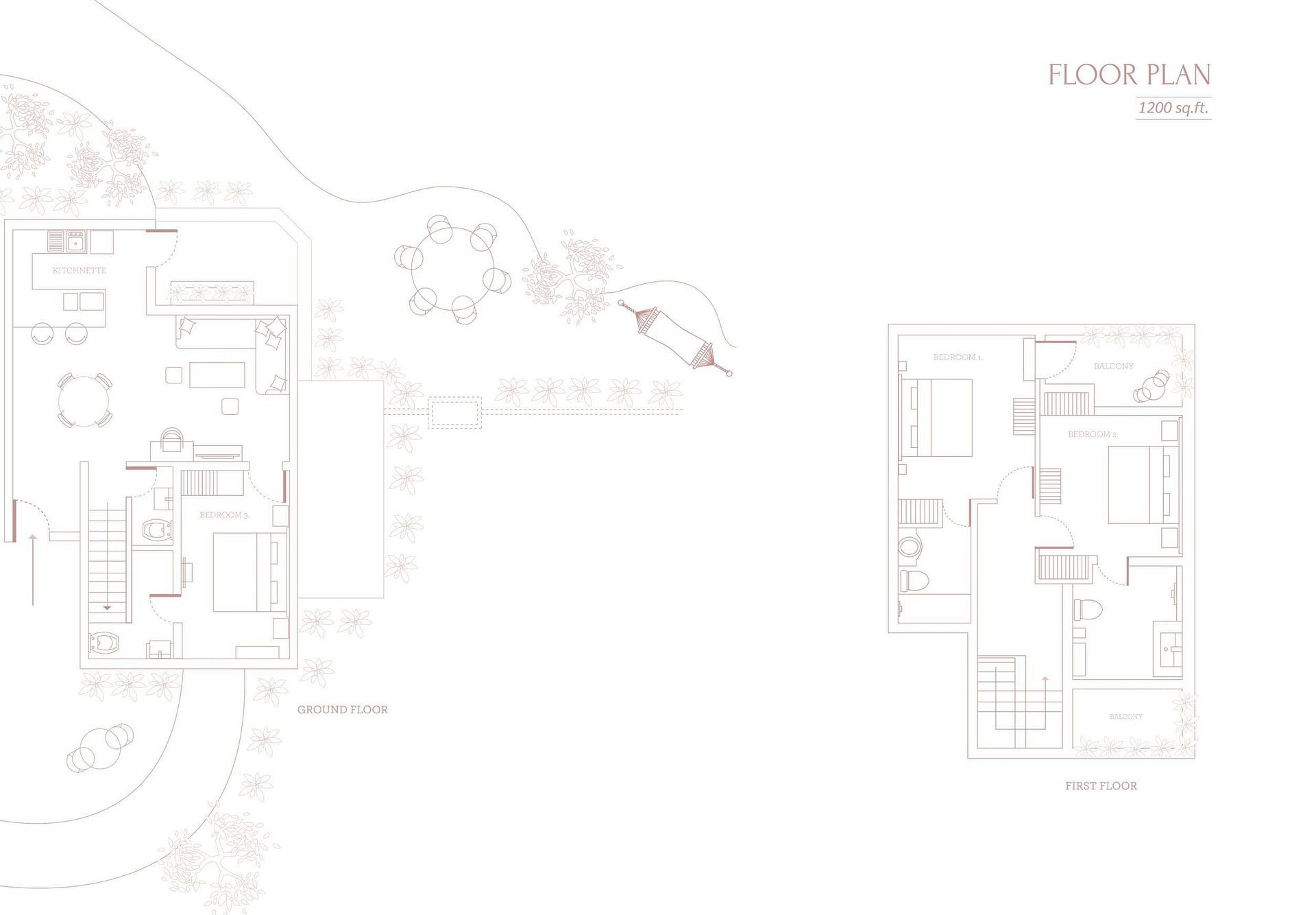 Site plan layout showing the property map and structures within Karma Chalets.