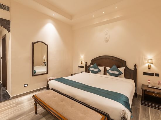 Elegant double room with classic interiors at Clarks Resort The Archi's Castle, Ajmer.