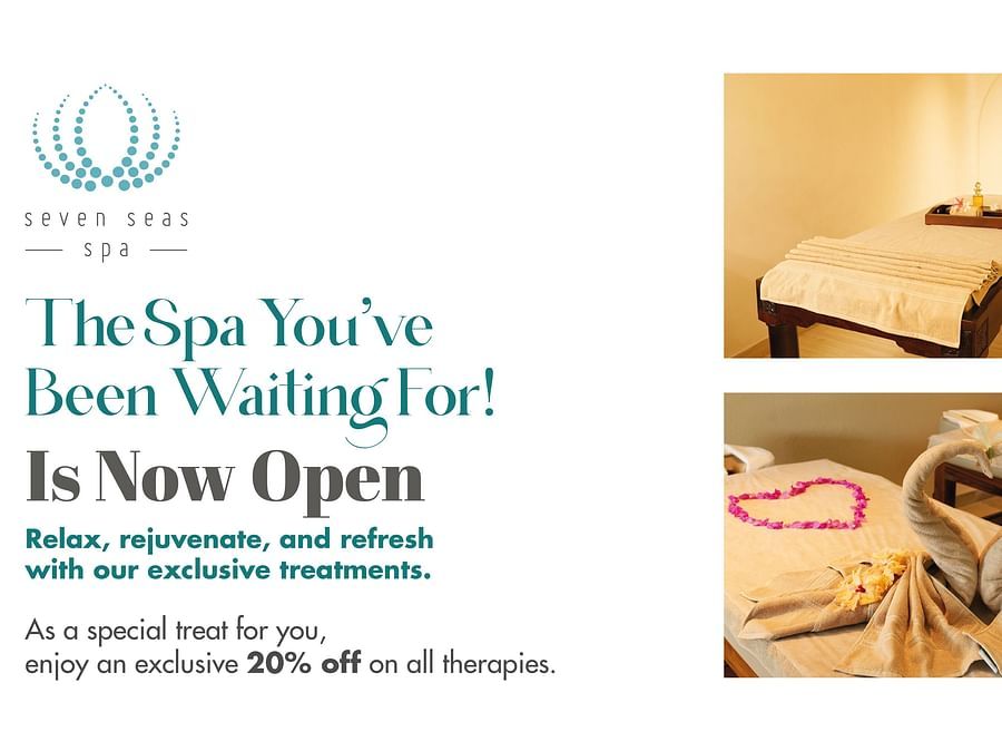 Seven Seas Spa offers 20% Off offer banner - Karma Lakelands.