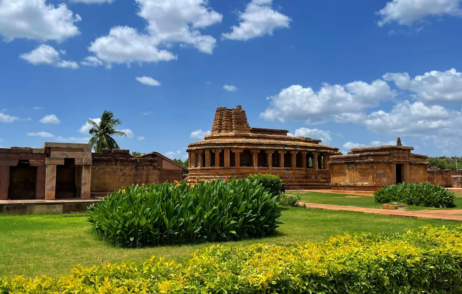 Intricate stone carving at Badami, Indian architecture.