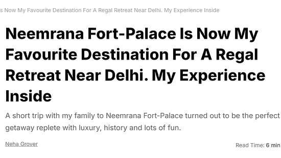 Neemrana Fort Palace featured in NDTV Food article