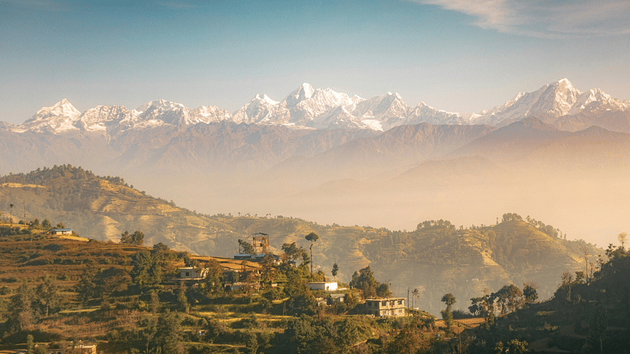 A small village covered by fogs of the mountains | Kavya Resort and Spa, Nagarkot