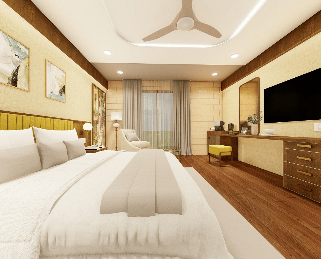 Close up view of the king size bed in Premium Room, Trishvam Symphony, Krishnagiri