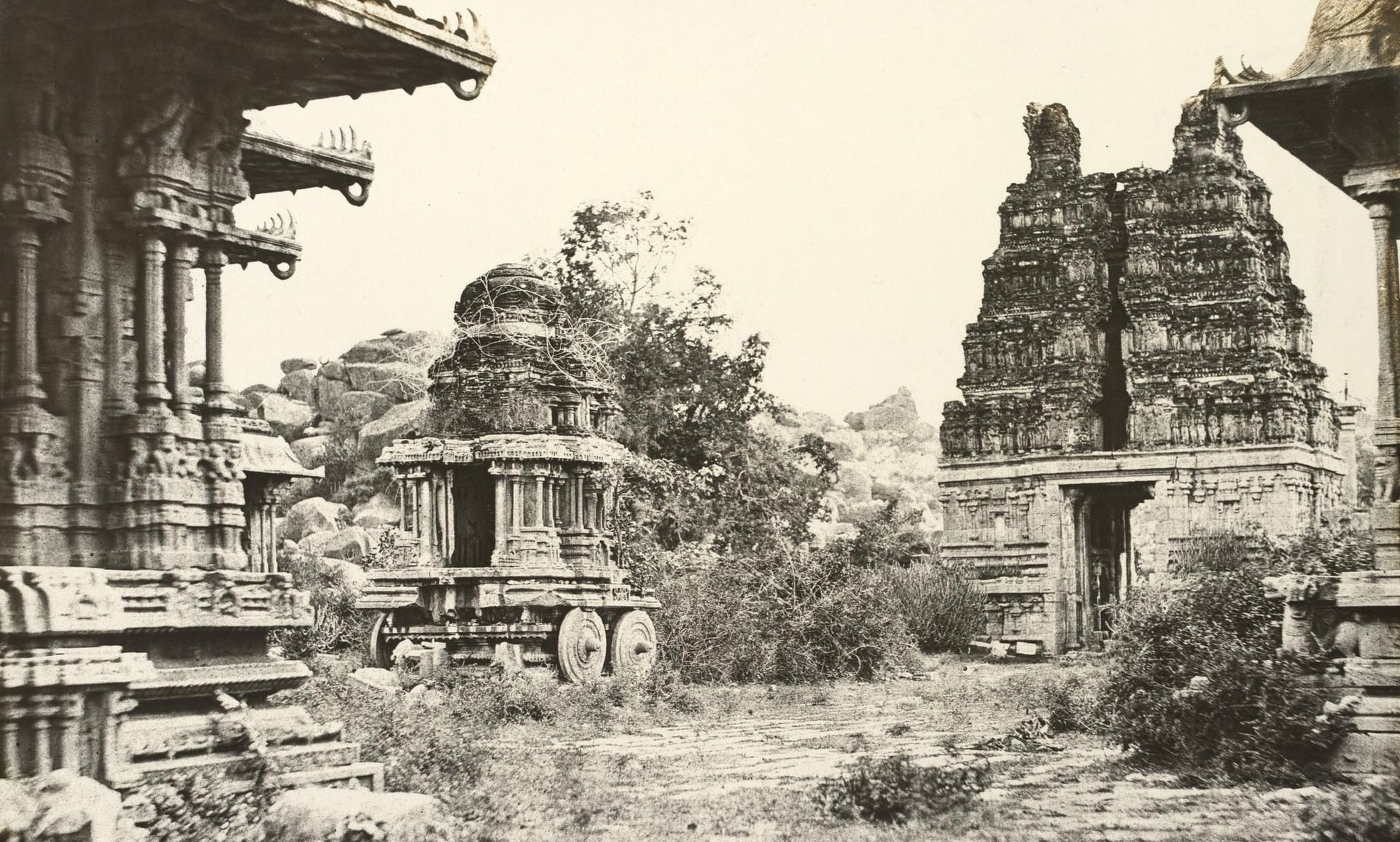 Garuda Temple, Maha Mandapa and Eastern Gopura, Vitthala Temple Complex.