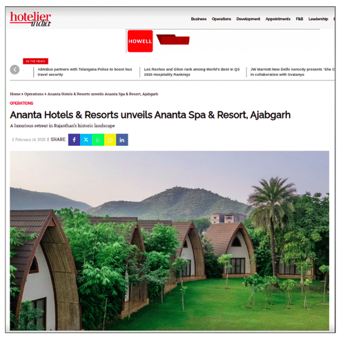 Online media article highlighting the unique architecture and luxury experiences at Ananta Resort.
