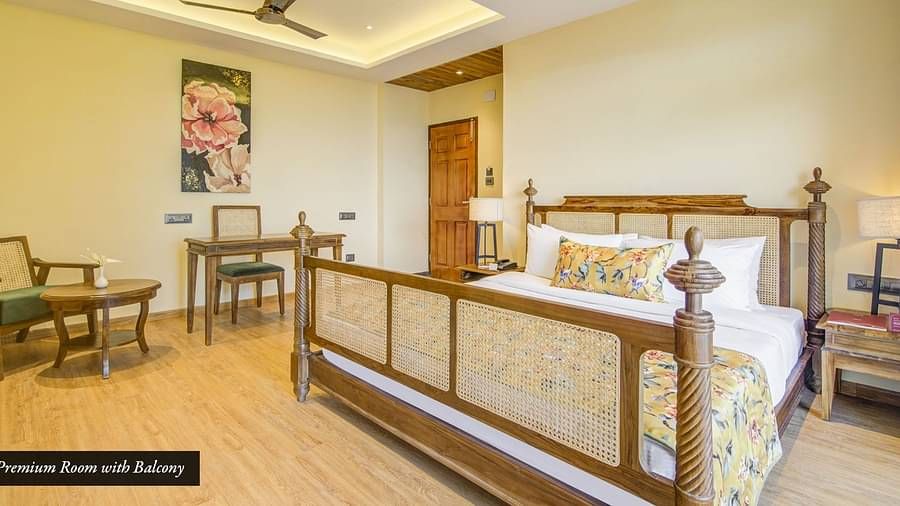 Premium room at Summit Barsana Resort & Spa, Kalimpong with a double bed