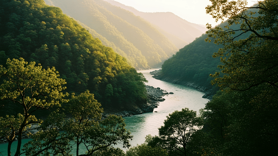 Nature Trails Chilla Rishikesh near Rajaji forest with river and greenery