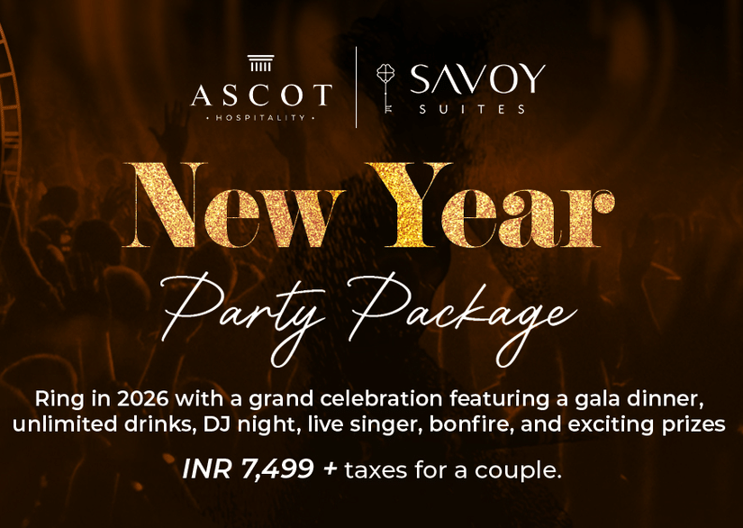 New Year party at Savoy Suites offering gala dinner, unlimited drinks, live singer, DJ nights, etc. starting at just INR 7,499.